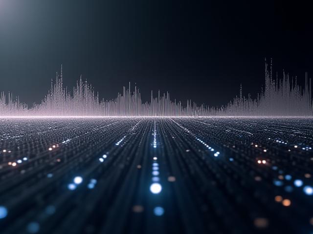 Visualización de onda de sonido abstracta para un spot corporativo de InnovaTech.